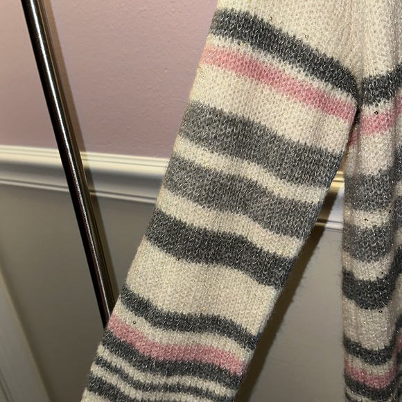 Isabel Maternity White Pink and Gray Striped Sweater in Large - Picture 6 of 8